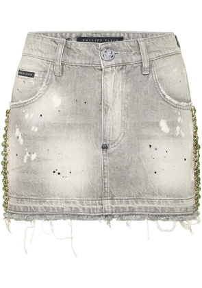 Philipp Plein crystal-embellished mini skirt - Grey