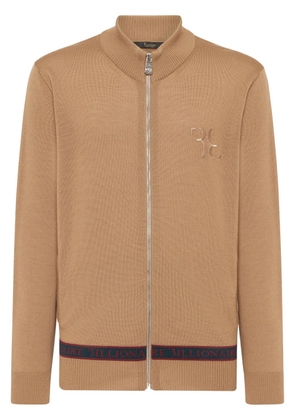 Billionaire logo-embroidered zip-up jumper - Neutrals