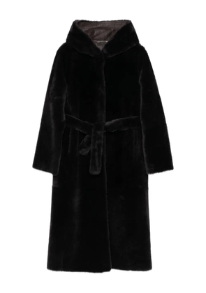 Liska hooded belted coat - Black