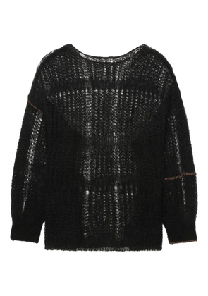 Y's long-sleeved open-knit sweater - Black