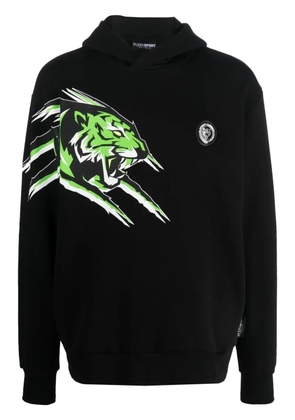 Plein Sport Tiger graphic-print cotton hoodie - Black