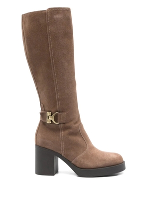 NERO GIARDINI 75mm buckle-detail calf-leather boots - Neutrals