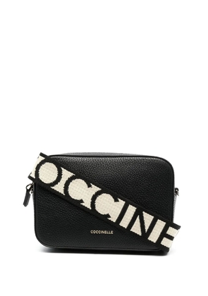 Coccinelle logo-plaque leather satchel bag - Black