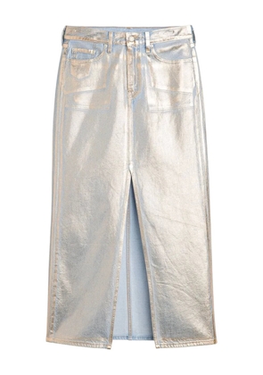 Levi's zip-fly logo-patch midi skirt - Silver