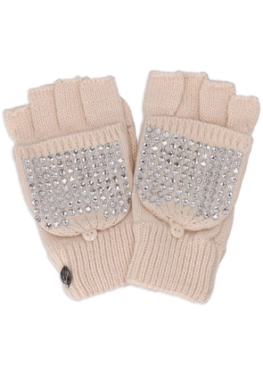 Kurt Geiger London crystal-embellished eagle gloves - Neutrals