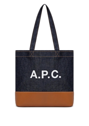 A.P.C. Axel leather-base denim tote bag - Blue