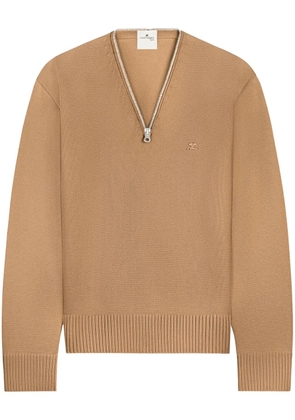Courrèges zip-detailing wool sweater - Neutrals