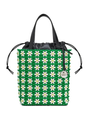 LOEWE mini beaded flower bucket bag - Green