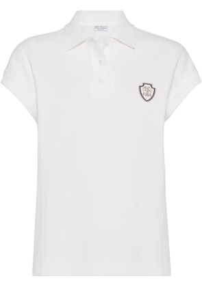 Brunello Cucinelli logo-patch polo shirt - White