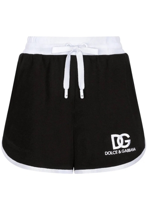Dolce & Gabbana logo-embroidered drawstring-waistband shorts - Black