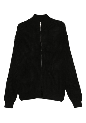 Family First waffle-knit zip-up cardigan - Black