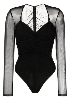 Fleur Du Mal ruched long-sleeved bodysuit - Black