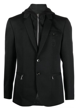 Billionaire embroidered-crest hooded blazer - Black