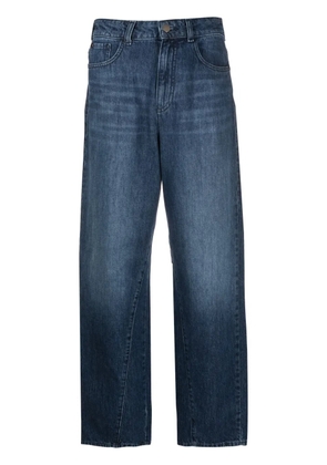 Emporio Armani wide-leg cropped denim culottes - Blue