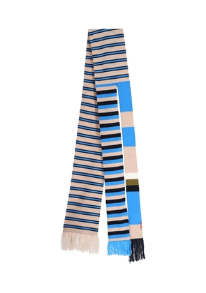Marni striped fringed scarf - Blue