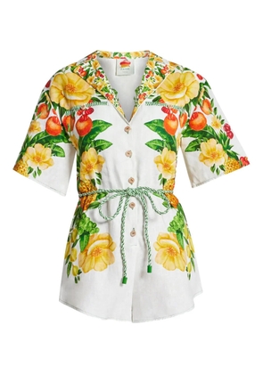 FARM Rio floral-print belted jumpsuit - White