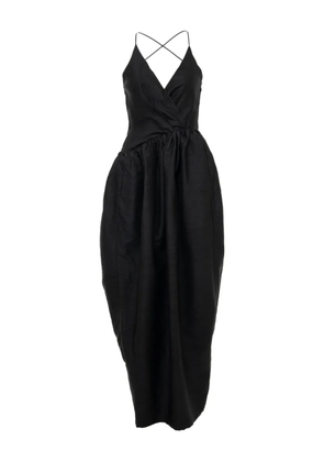 YANGKEHAN cross-back draped dress - Black