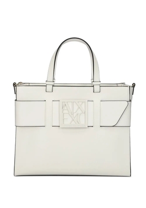 Armani Exchange logo-plaque tote bag - White