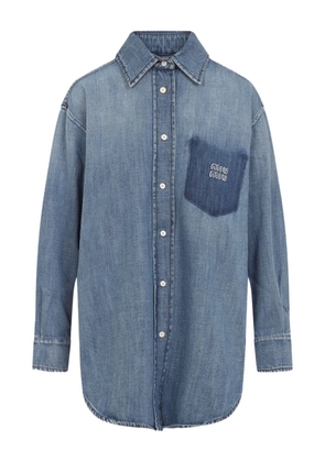 Miu Miu logo-patch shirt - Blue