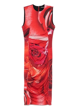 Roberto Cavalli rose-print midi dress - Red