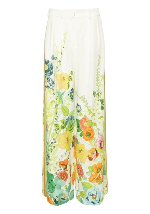 ALEMAIS Constance floral wide trousers - Neutrals