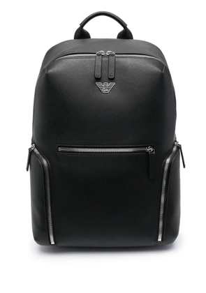 Emporio Armani logo-embossed zip-fastening backpack - Black