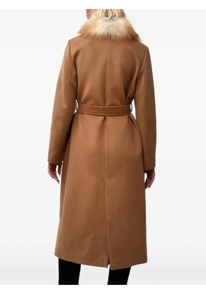 Poche Paris single-breasted belted coat - Brown