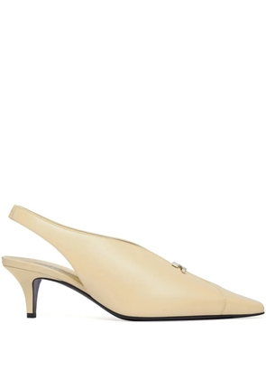 Courrèges leather slingbacks with logo plaque - Neutrals