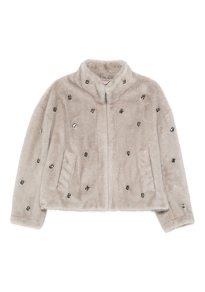 VICOLO crystal-embellished coat - Neutrals