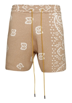RHUDE bandana-print knit shorts - Neutrals