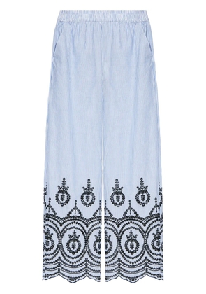 MUNTHE embroidered-motif striped trousers - Blue