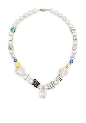 MISBHV pearl logo-charm detail necklace - White