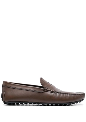 Tod's embossed-logo detail loafers - Brown
