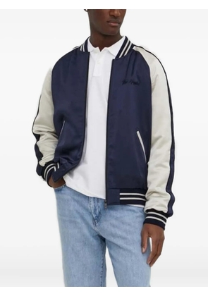 The Kooples dragon-embroidered satin bomber jacket - Blue