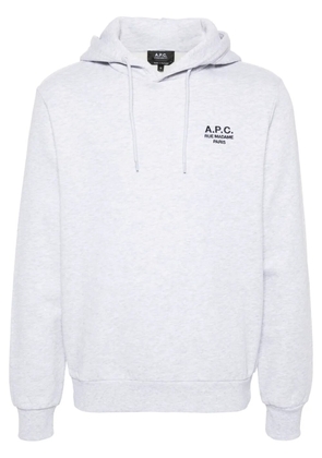 A.P.C. logo-embroidered organic cotton hoodie - Grey