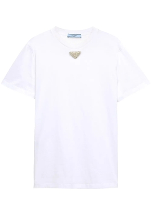Prada triangle-embroidered T-shirt - White