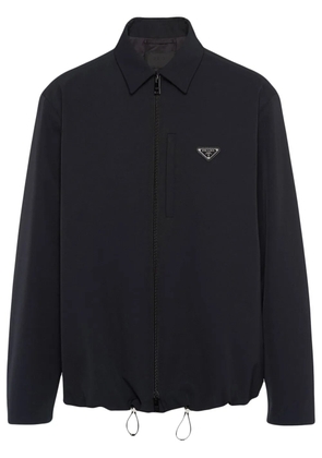 Prada triangle-logo zip-up shirt - Black