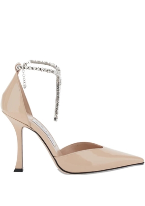 Jimmy Choo 100mm Stevie crystal-embellished pumps - Neutrals