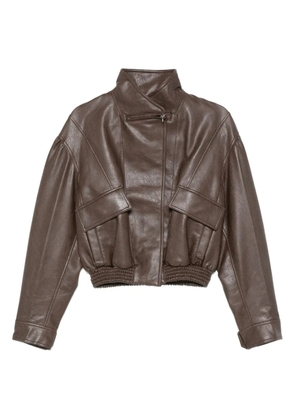Low Classic faux-leather bomber jacket - Brown