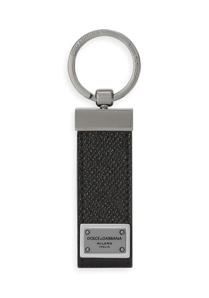 Dolce & Gabbana logo-tag leather keyring - Black
