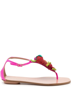 Aquazzura Strawberry Punch woven-embellished sandals - Pink