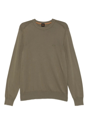 BOSS logo-embroidered crew-neck jumper - Green