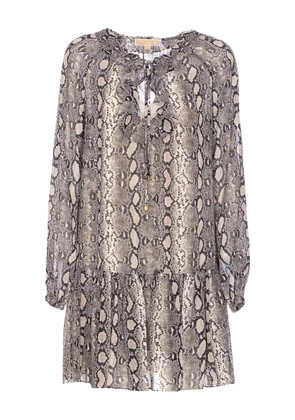 Michael Michael Kors snake-print ruffled dress - Grey