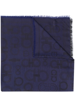 Ferragamo jacquard Gancini pattern scarf - Blue