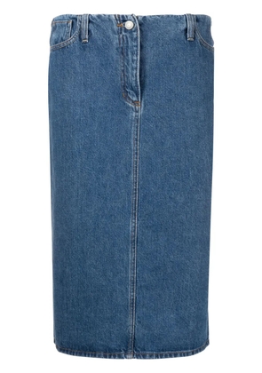 Magda Butrym engraved-logo denim pencil skirt - Blue