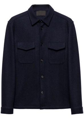 Prada triangle-logo wool shirt - Blue