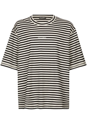 Dolce & Gabbana logo-embroidered striped T-shirt - Black