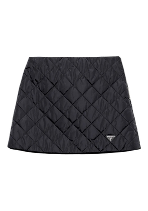 Prada quilted logo-plaque mini skirt - Black