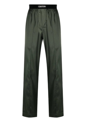 TOM FORD logo-waist silk pyjama trousers - Green