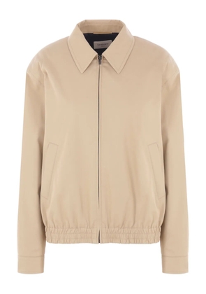 Saint Laurent pointed-collar elasticated-hem bomber jacket - Neutrals